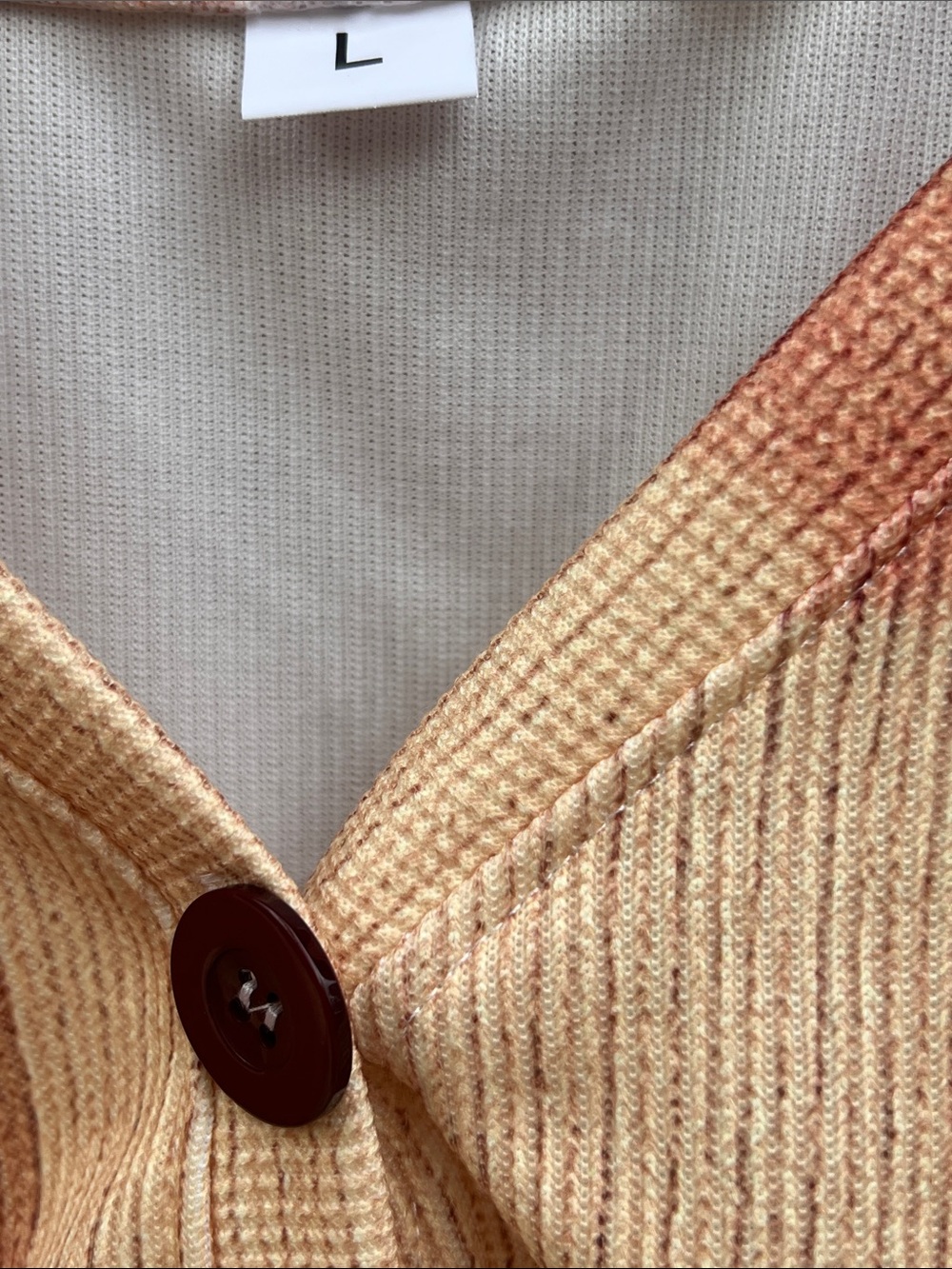 Breast Cancer Awareness Patchwork Multicolor Button-Front Cardigan Top Size L - Picture 3 of 8